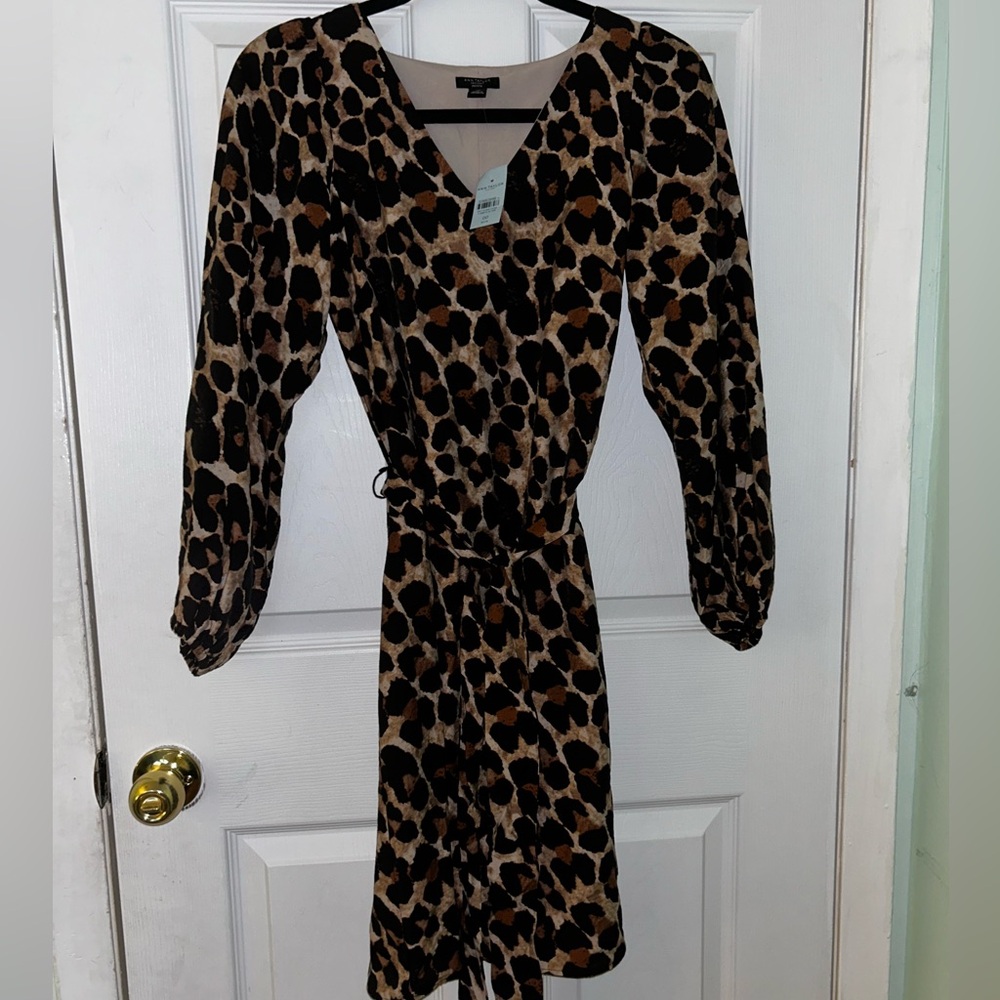Leopard Sheath Tie Waist Dress - Picture 2 of 3
